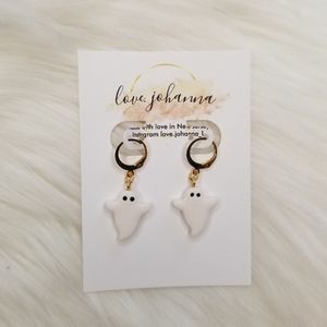 Handcrafted polymer clay GHOST EARRINGS on STAINLESS steel post